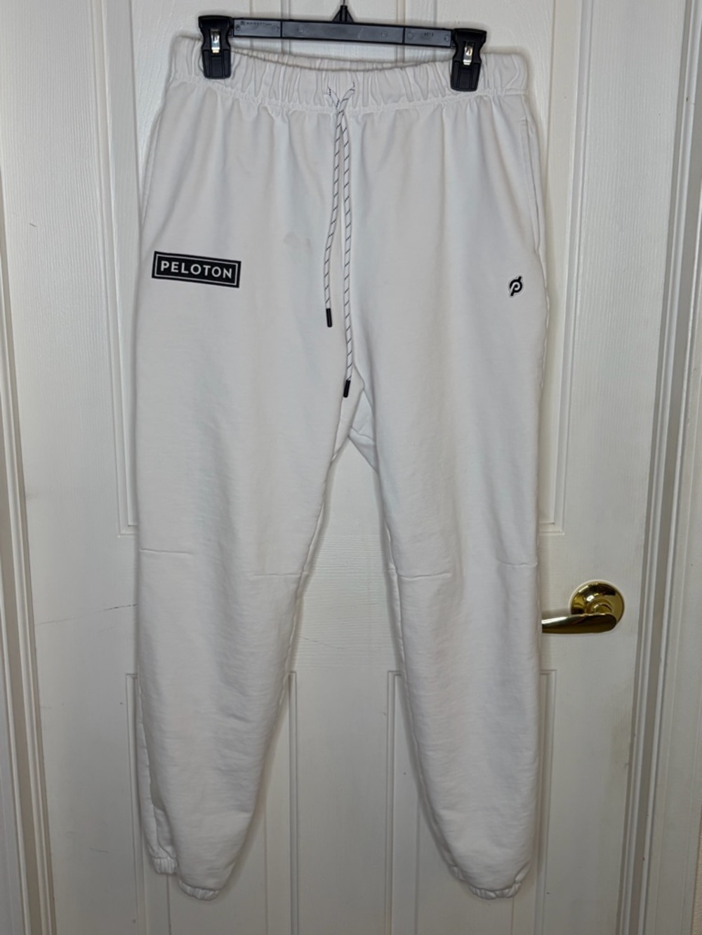 Peloton Joggers Mens Medium White‎ Logo Sweatpants Gym Fitness
